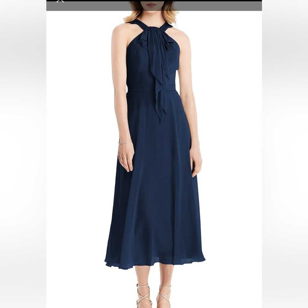 Jenny Packham navy chiffon midi dress 2